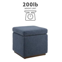 Benches & Ottomans-Kirkland's Home Square Sherpa Upholstered Storage Ottoman Blue