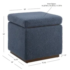 Benches & Ottomans-Kirkland's Home Square Sherpa Upholstered Storage Ottoman Blue