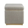 Benches & Ottomans-Kirkland's Home Square Sherpa Upholstered Storage Ottoman Gray