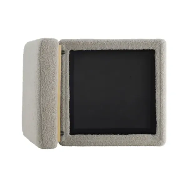 Benches & Ottomans-Kirkland's Home Square Sherpa Upholstered Storage Ottoman Gray