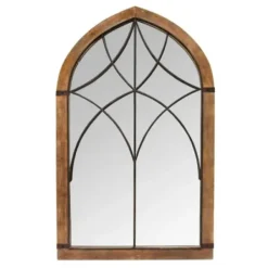 Decorative Mirrors-Kirkland's Home Stained Wood Frame Cathedral Wall Mirror