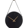 Clocks-Kirkland's Home Stainless Steel Leather Strap Wall Clock Black