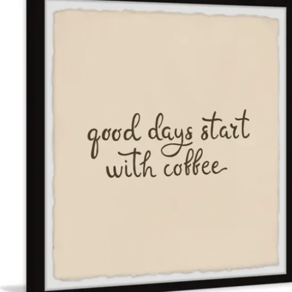 Wall Quotes & Signs-Kirkland's Home Start With Coffee Framed Wall Plaque Tan/Brown