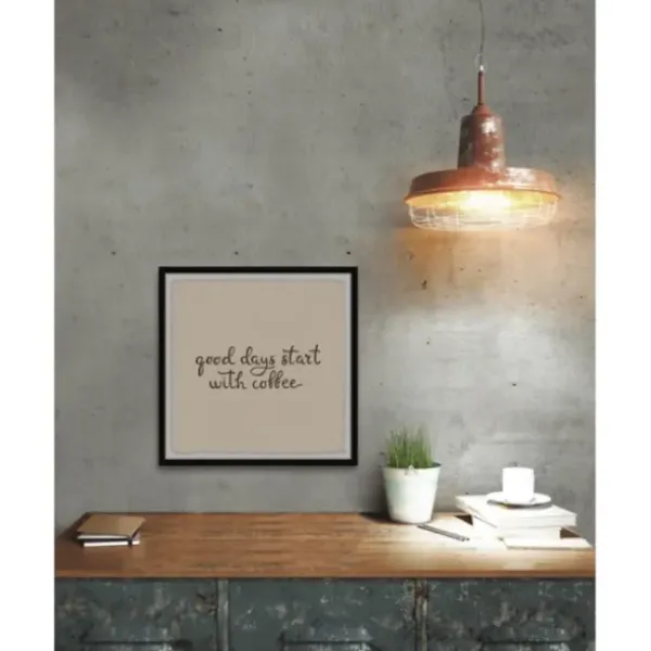 Wall Quotes & Signs-Kirkland's Home Start With Coffee Framed Wall Plaque Tan/Brown