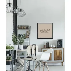 Wall Quotes & Signs-Kirkland's Home Start With Coffee Framed Wall Plaque Tan/Brown