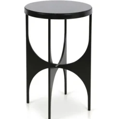 Accent & End Tables-Kirkland's Home Steel And Marble Lazer Cut Side Table Black