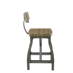 Bar Stools & Counter Height Stools-Kirkland's Home Steel Gray Rounded Back Industrial Counter Stool Brown/Gray