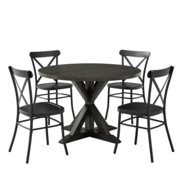 Dining Sets-Kirkland's Home Steel X-Back 5-Pc. Dining Set Black