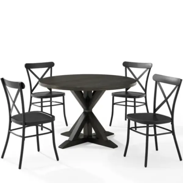 Dining Sets-Kirkland's Home Steel X-Back 5-Pc. Dining Set Black