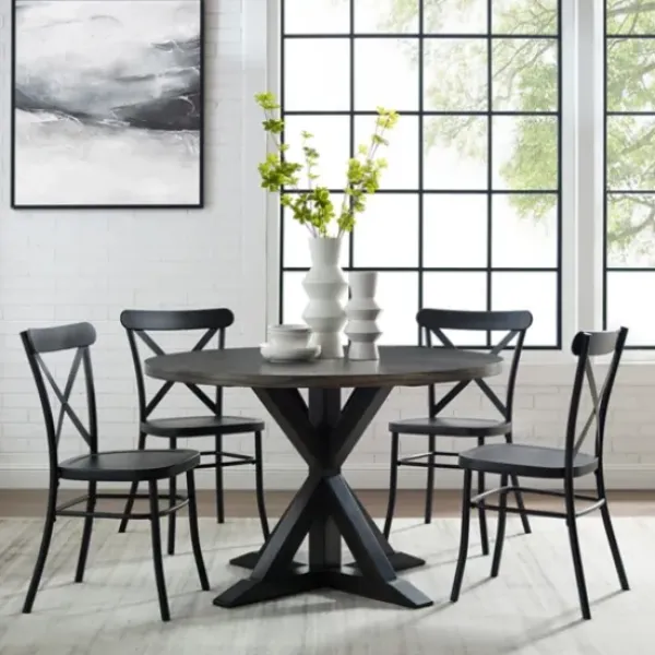 Dining Sets-Kirkland's Home Steel X-Back 5-Pc. Dining Set Black