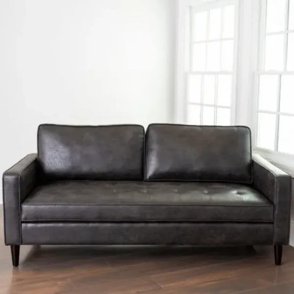 Sofas & Loveseats-Kirkland's Home Steele Wyatt Faux Leather Sofa Gray