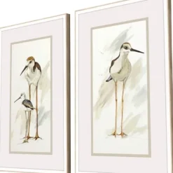 Framed Art-Kirkland's Home Stilt Birds Framed Art Prints, Set Of 2 White/Tan