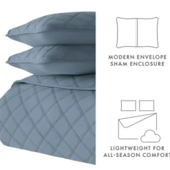 Quilts-Kirkland's Home Stitched Diamond 3-Pc. King Quilt Set Blue