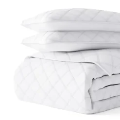 Quilts-Kirkland's Home Stitched Diamond 3-Pc. Queen Quilt Set White