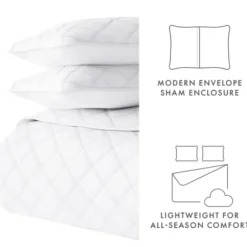 Quilts-Kirkland's Home Stitched Diamond 3-Pc. Queen Quilt Set White