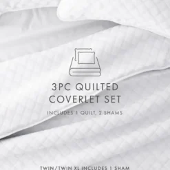 Quilts-Kirkland's Home Stitched Diamond 3-Pc. Queen Quilt Set White
