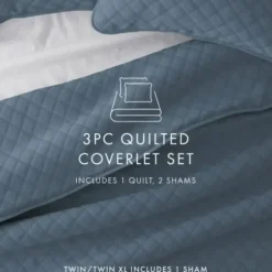 Quilts-Kirkland's Home Stitched Diamond 2-Pc. Twin Quilt Set Blue