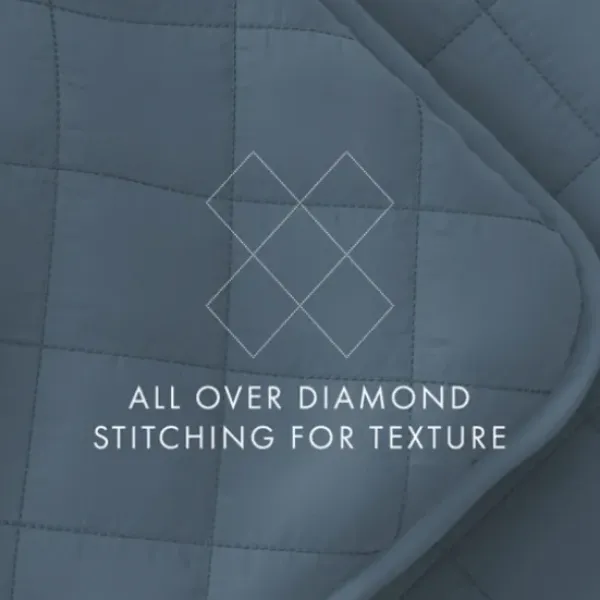 Quilts-Kirkland's Home Stitched Diamond 2-Pc. Twin Quilt Set Blue