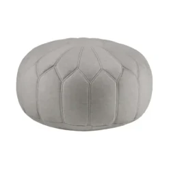Benches & Ottomans-Kirkland's Home Stitched Round Ottoman Gray