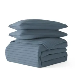 Quilts-Kirkland's Home Stitched Stripes 3-Pc. King Quilt Set Blue
