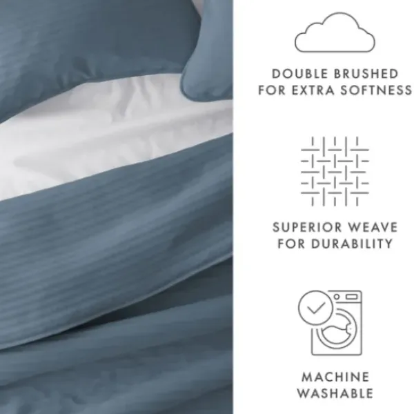 Quilts-Kirkland's Home Stitched Stripes 3-Pc. Queen Quilt Set Blue