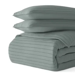 Quilts-Kirkland's Home Stitched Stripes 2-Pc. Twin Quilt Set Green