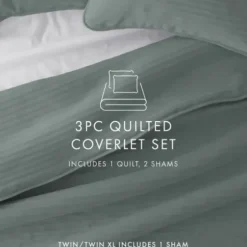 Quilts-Kirkland's Home Stitched Stripes 2-Pc. Twin Quilt Set Green