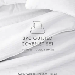 Quilts-Kirkland's Home Stitched Stripes 2-Pc. Twin Quilt Set White