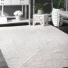 Outdoor Rugs-Kirkland's Home Stone And White Rugby Stripe Outdoor Area Rug, 4X6 Gray/White