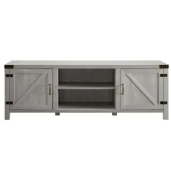 Tv Stands & Media Consoles-Kirkland's Home Stone Barn Door Tv Stand Gray