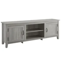 Tv Stands & Media Consoles-Kirkland's Home Stone Grooved Door Modern Farmhouse Tv Stand Gray