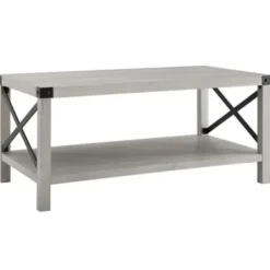 Coffee Tables-Kirkland's Home Stone Modern Farmhouse Coffee Table Gray