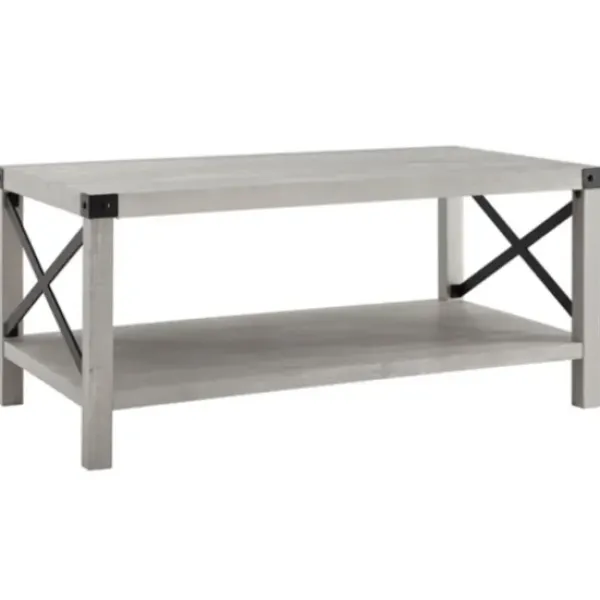 Coffee Tables-Kirkland's Home Stone Modern Farmhouse Coffee Table Gray