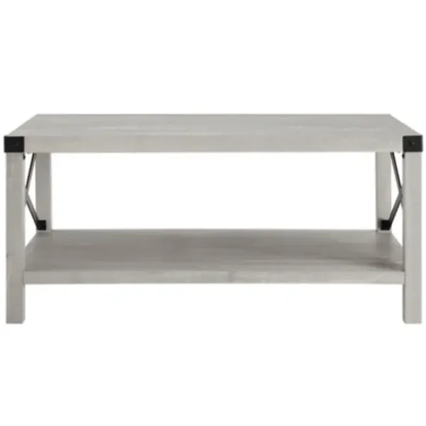 Coffee Tables-Kirkland's Home Stone Modern Farmhouse Coffee Table Gray