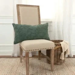Pillows-Kirkland's Home Stonewash Botanical Pillow Green