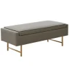 Benches & Ottomans-Kirkland's Home Storage Bench With Brown Metal Legs Gray