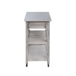 Kitchen Islands & Bar Carts-Kirkland's Home Storm Sonoma Stainless Steel Top Kitchen Cart Gray