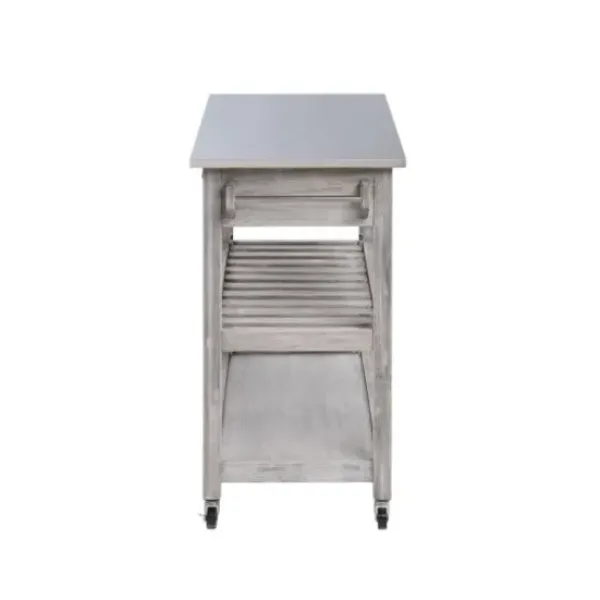 Kitchen Islands & Bar Carts-Kirkland's Home Storm Sonoma Stainless Steel Top Kitchen Cart Gray
