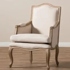 Accent Chairs-Kirkland's Home Streaked Antique Accent Chair Ivory