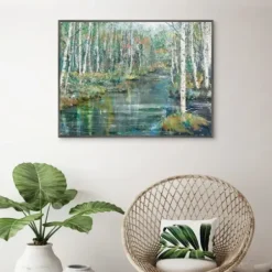 Canvas Art-Kirkland's Home Streaming Framed Canvas Art Print Blue/Green/Gray