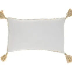 Pillows-Kirkland's Home Stripe Diamond Tassels Cotton Lumbar Pillow Yellow