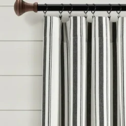 Curtains & Drapes-Kirkland's Home Stripe Ricci Blackout Curtain Shade, 27 In. Gray