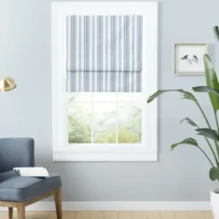 Curtains & Drapes-Kirkland's Home Stripe Ricci Blackout Curtain Shade, 23 In. Gray