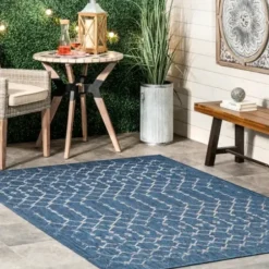 Outdoor Rugs-Kirkland's Home Stripe Weave Sun Shower Outdoor Area Rug, 5X8 Black/Ivory