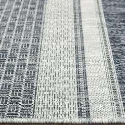 Outdoor Rugs-Kirkland's Home Stripe Weave Sun Shower Outdoor Area Rug, 7X9 Gray