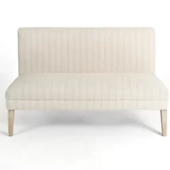Benches & Ottomans-Kirkland's Home Striped Banquette Bench Ivory