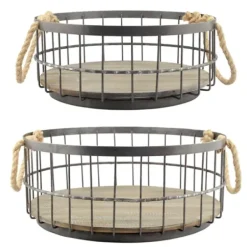 Baskets & Boxes-Kirkland's Home Striped Natural Seagrass Basket Tan/Black