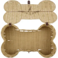Baskets & Boxes-Kirkland's Home Striped Woven Bone Shaped Basket, 24 In. Tan/Brown