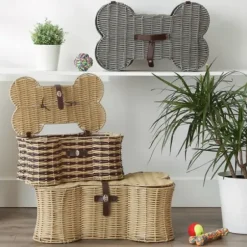 Baskets & Boxes-Kirkland's Home Striped Woven Bone Shaped Basket, 24 In. Tan/Brown