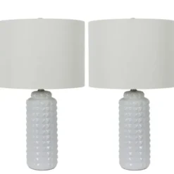 Table Lamps-Kirkland's Home Studded Ceramic Table Lamps, Set Of 2 White